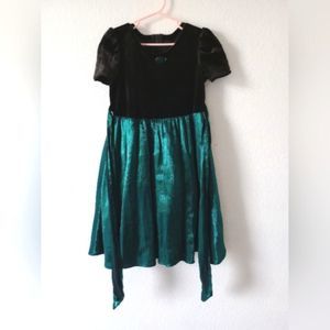 X-trodinary Girls velvet dress black/green size 6